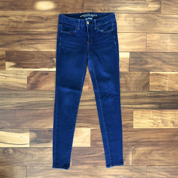 American Eagle Super Stretch Dark Denjm Jeggings size 4 Long - Picture 1 of 5